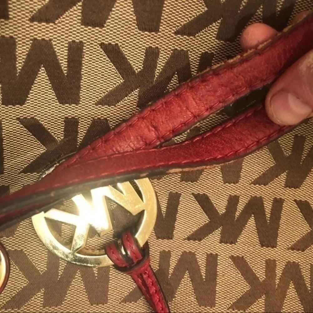 Michael kors brown monogram signature tote bag